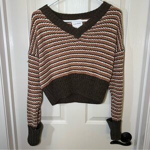 Pink Rose Multi Color Knit Crop Sweater